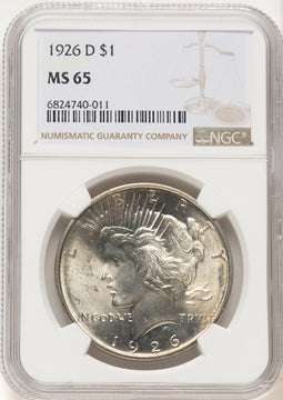 1926-D Peace Dollar NGC MS65