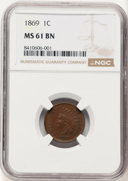 1869 1C BN Indian Cent NGC MS61