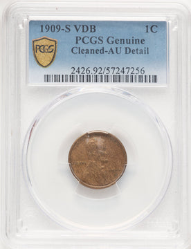 1909-S 1C VDB BN Genuine Lincoln Cent Genuine PCGS AU50 (507638173)
