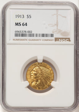 1913 $5 Indian Half Eagle NGC MS64 (507638197)