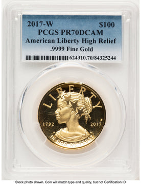 2017-W G$100 American Liberty High Relief Blue Gradient PCGS PR70