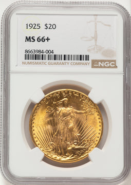 1925 $20 Saint-Gaudens Double Eagle NGC MS66+