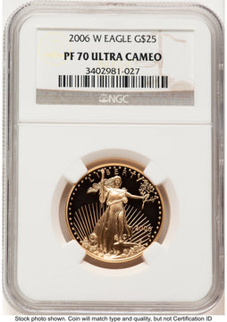 2006-W Proof Gold Eagle 1/2 oz Brown Label NGC PF70