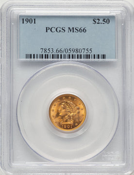 1901 $2.50 Liberty Quarter Eagle PCGS MS66