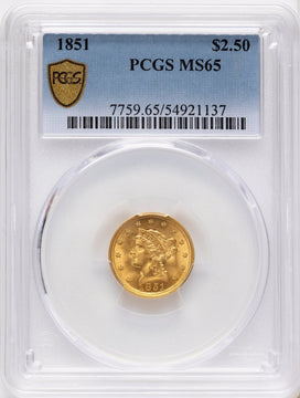 1851 $2.50 Liberty Quarter Eagle PCGS MS65 1851 $2.50 Liberty Quarter Eagle PCGS MS65