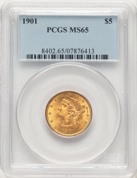 1901 $5 Liberty Half Eagle PCGS MS65