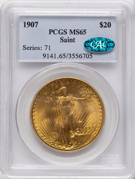 1907 $20 Saint CAC Saint-Gaudens Double Eagle PCGS MS65 1907 $20 Saint CAC Saint-Gaudens Double Eagle PCGS MS65