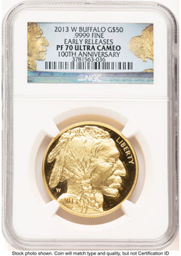 2013-W Proof Gold Buffalo 1 oz ER 100th Anniversary NGC PF70 2013-W Proof Gold Buffalo 1 oz ER 100th Anniversary NGC PF70