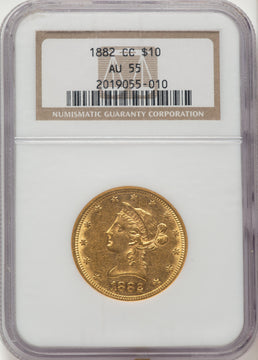 1882-CC $10 Liberty Eagle NGC AU55