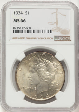 1934 Peace Dollar NGC MS66