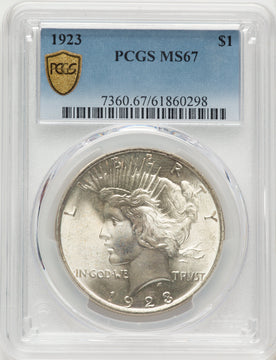 1923 Peace Dollar PCGS MS67