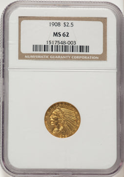 1908 $2.50 Indian Quarter Eagle NGC MS62