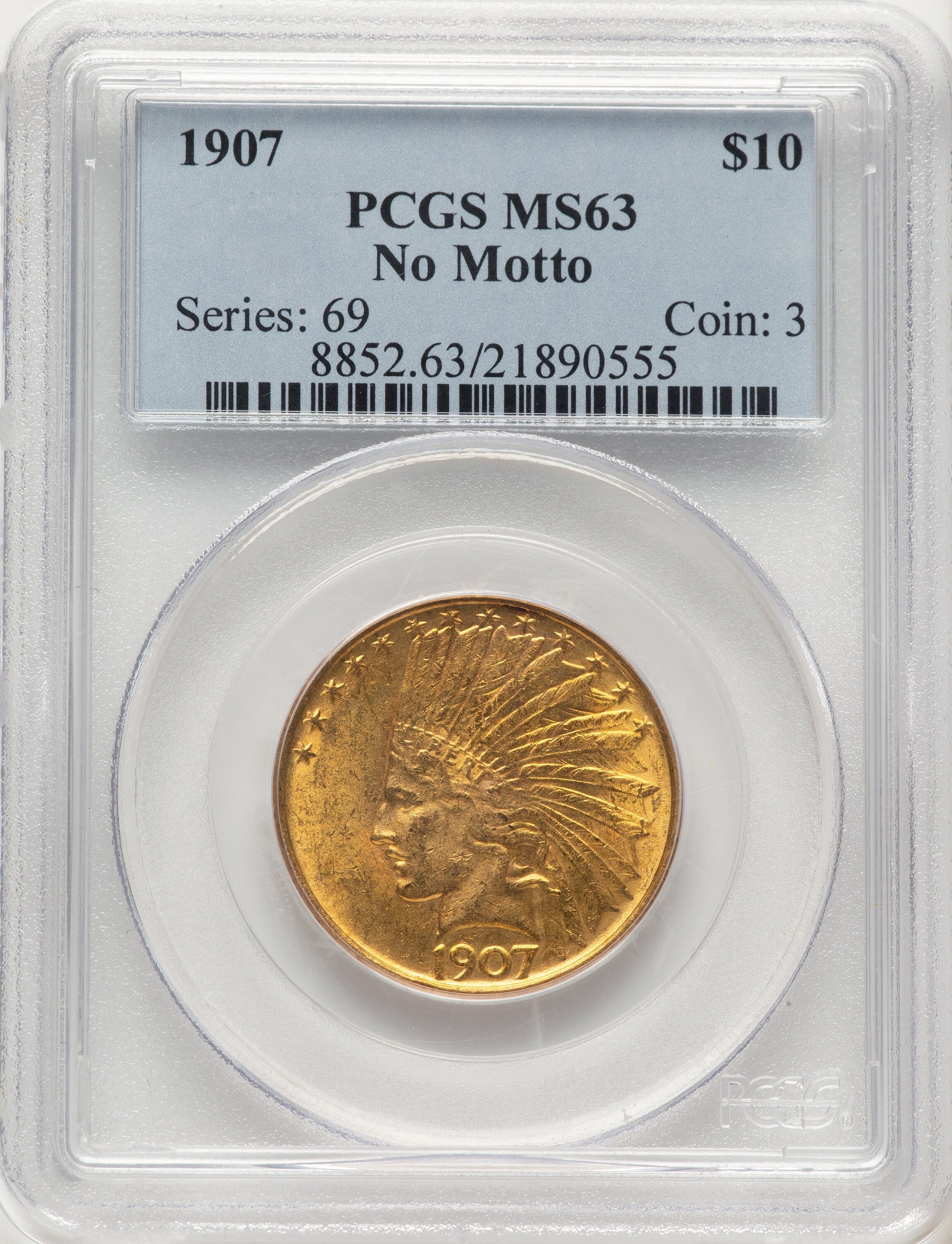 激レア！Indian Eagle メット USA直輸入 新品 1907 $10 No Motto Indian Eagle PCGS MS63 | LCR Coin