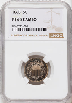 1868 5C CA Proof Shield Nickel NGC PR65 1868 5C CA Proof Shield Nickel NGC PR65