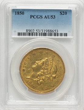 1850 $20 Liberty Double Eagle PCGS AU53