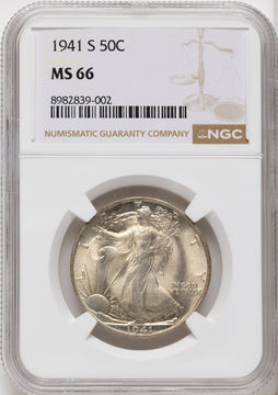 1941-S 50C Walking Liberty Half Dollar NGC MS66 1941-S 50C Walking Liberty Half Dollar NGC MS66
