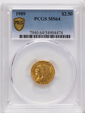 1909 $2.50 Indian Quarter Eagle PCGS MS64 1909 $2.50 Indian Quarter Eagle PCGS MS64