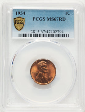 1954 1C RD Lincoln Cent PCGS MS67
