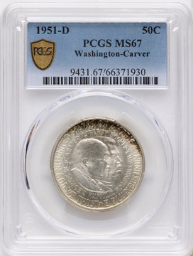 1951-D 50C Washington-Carver Commemorative Silver PCGS MS67 1951-D 50C Washington-Carver Commemorative Silver PCGS MS67