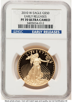 2010-W Proof Gold Eagle 1 oz ER Blue NGC PF70 2010-W Proof Gold Eagle 1 oz ER Blue NGC PF70