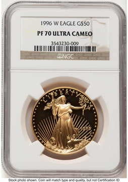 1996-W Proof Gold Eagle 1 oz Brown Label NGC PF70 1996-W Proof Gold Eagle 1 oz Brown Label NGC PF70