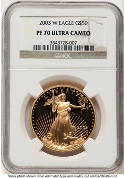 2003-W Proof Gold Eagle 1 oz Brown Label NGC PF70 2003-W Proof Gold Eagle 1 oz Brown Label NGC PF70