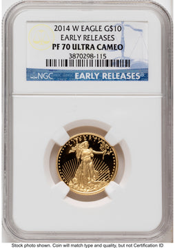 2014-W Proof Gold Eagle 1/4 oz ER Blue NGC PF70 2014-W Proof Gold Eagle 1/4 oz ER Blue NGC PF70