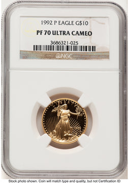 1992-P Proof Gold Eagle 1/4 oz Brown Label NGC PF70 1992-P Proof Gold Eagle 1/4 oz Brown Label NGC PF70