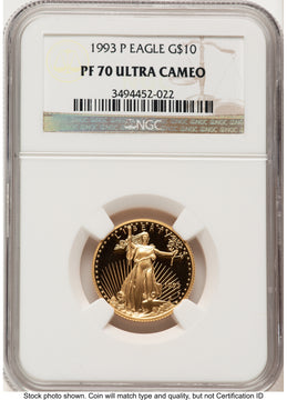 1993-P Proof Gold Eagle 1/4 oz Brown Label NGC PF70 1993-P Proof Gold Eagle 1/4 oz Brown Label NGC PF70
