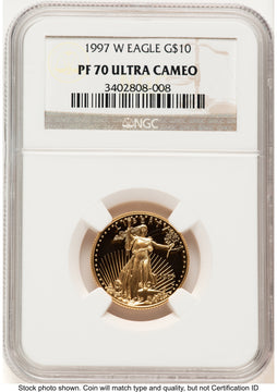 1997-W Proof Gold Eagle 1/4 oz Brown Label NGC PF70 1997-W Proof Gold Eagle 1/4 oz Brown Label NGC PF70