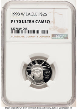 1998-W Proof Platinum Eagle 1/4 oz Brown Label NGC PF70 1998-W Proof Platinum Eagle 1/4 oz Brown Label NGC PF70