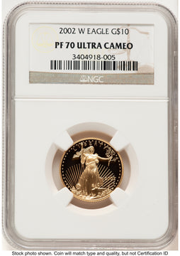 2002-W Proof Gold Eagle 1/4 oz Brown Label NGC PF70 2002-W Proof Gold Eagle 1/4 oz Brown Label NGC PF70