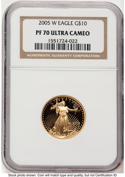 2005-W Proof Gold Eagle 1/4 oz Brown Label NGC PF70 2005-W Proof Gold Eagle 1/4 oz Brown Label NGC PF70