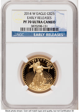 2014-W Proof Gold Eagle 1/2 oz ER Blue NGC PF70 2014-W Proof Gold Eagle 1/2 oz ER Blue NGC PF70
