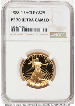 1988-P Proof Gold Eagle 1/2 oz Brown Label NGC PF70 1988-P Proof Gold Eagle 1/2 oz Brown Label NGC PF70