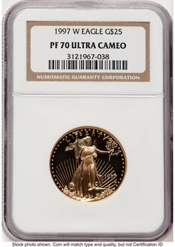 1997-W Proof Gold Eagle 1/2 oz Brown Label NGC PF70 1997-W Proof Gold Eagle 1/2 oz Brown Label NGC PF70