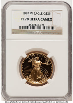 1999-W Proof Gold Eagle 1/2 oz Brown Label NGC PF70 1999-W Proof Gold Eagle 1/2 oz Brown Label NGC PF70