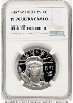 1997-W Proof Platinum Eagle 1 oz Brown Label NGC PF70 1997-W Proof Platinum Eagle 1 oz Brown Label NGC PF70