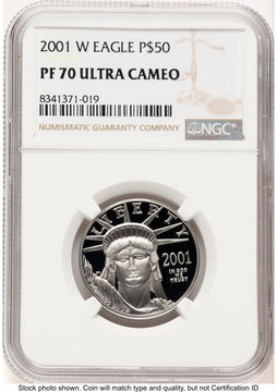 2001-W Proof Platinum Eagle 1/2 oz Brown Label NGC PF70 2001-W Proof Platinum Eagle 1/2 oz Brown Label NGC PF70