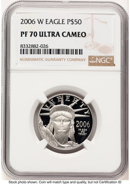 2006-W Proof Platinum Eagle 1/2 oz Brown Label NGC PF70 2006-W Proof Platinum Eagle 1/2 oz Brown Label NGC PF70