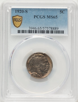 1920-S 5C Buffalo Nickel PCGS MS65