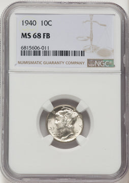 1940 10C FB Mercury Dime NGC MS68 1940 10C FB Mercury Dime NGC MS68