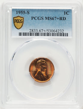 1955-S 1C RD Lincoln Cent PCGS MS67+ 1955-S 1C RD Lincoln Cent PCGS MS67+