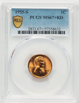 1955-S 1C RD Lincoln Cent PCGS MS67+ 1955-S 1C RD Lincoln Cent PCGS MS67+