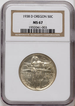 1938-D 50C Oregon Commemorative Silver NGC MS67 1938-D 50C Oregon Commemorative Silver NGC MS67