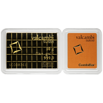 50 Gram Valcambi Gold CombiBar .9999 Fine (50x1g w/ Assay)