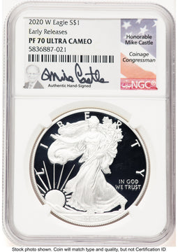 2020-W Proof Silver Eagle 1 oz ER Mike Castle NGC PF70