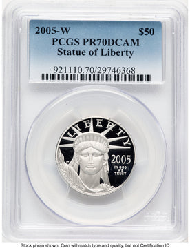 2005-W Proof Platinum Eagle 1/2 oz Blue Gradient PCGS PR70