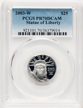 2003-W Proof Platinum Eagle 1/4 oz Blue Gradient PCGS PR70