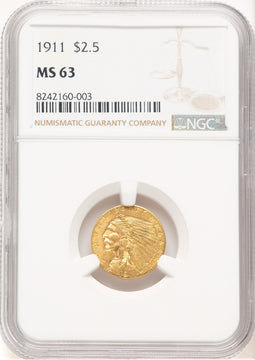 1911 $2.50 Indian Quarter Eagle NGC MS63 (520381046)